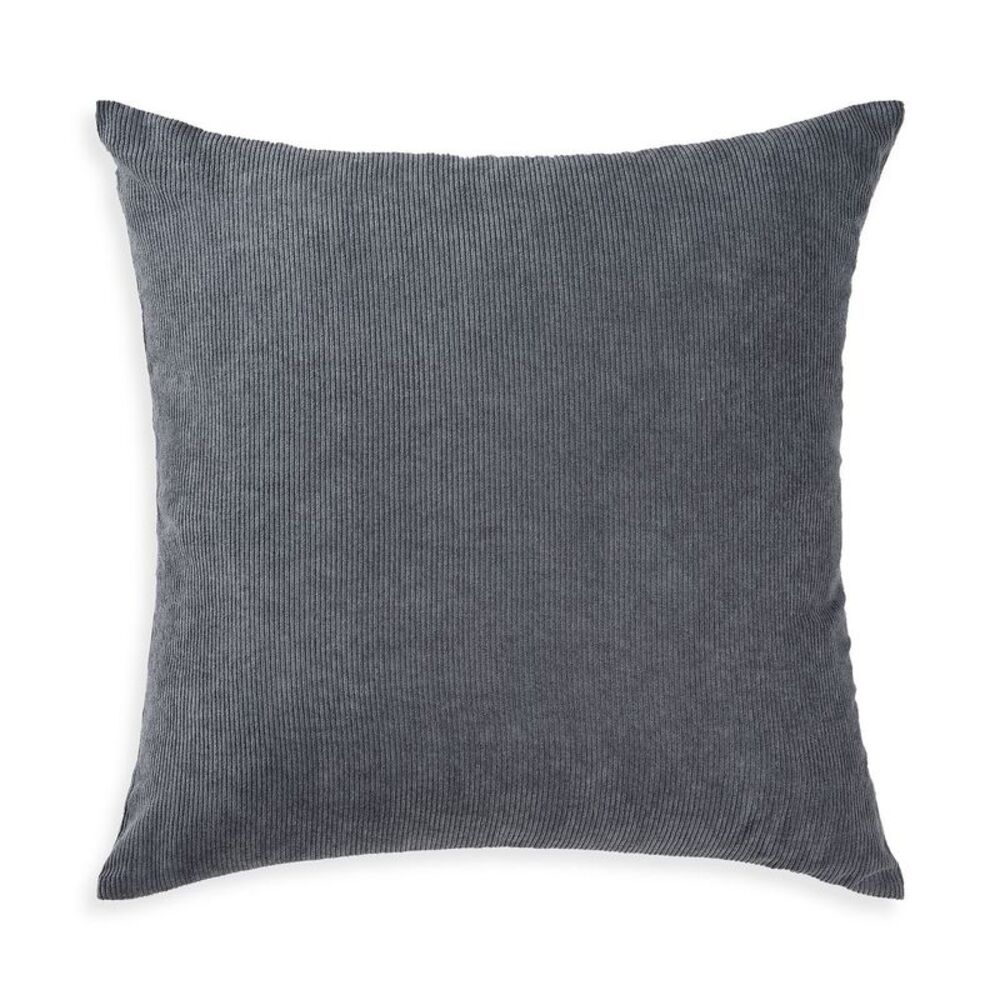 Renwil Horton Solid Corduroy Decorative Pillow Deep Grey 22" x 22" - NWT $168